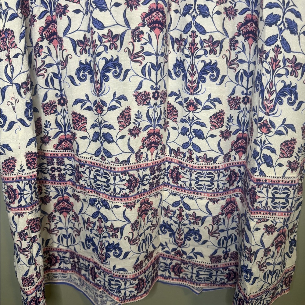 J. Jill White Midi Boho Peasant Dress with Blue & Mauve Floral Print size medium - Picture 11 of 12